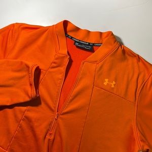 Under Armour mens 2XL XXL loose fit bright orange 1/2 zip pullover sweater EUC